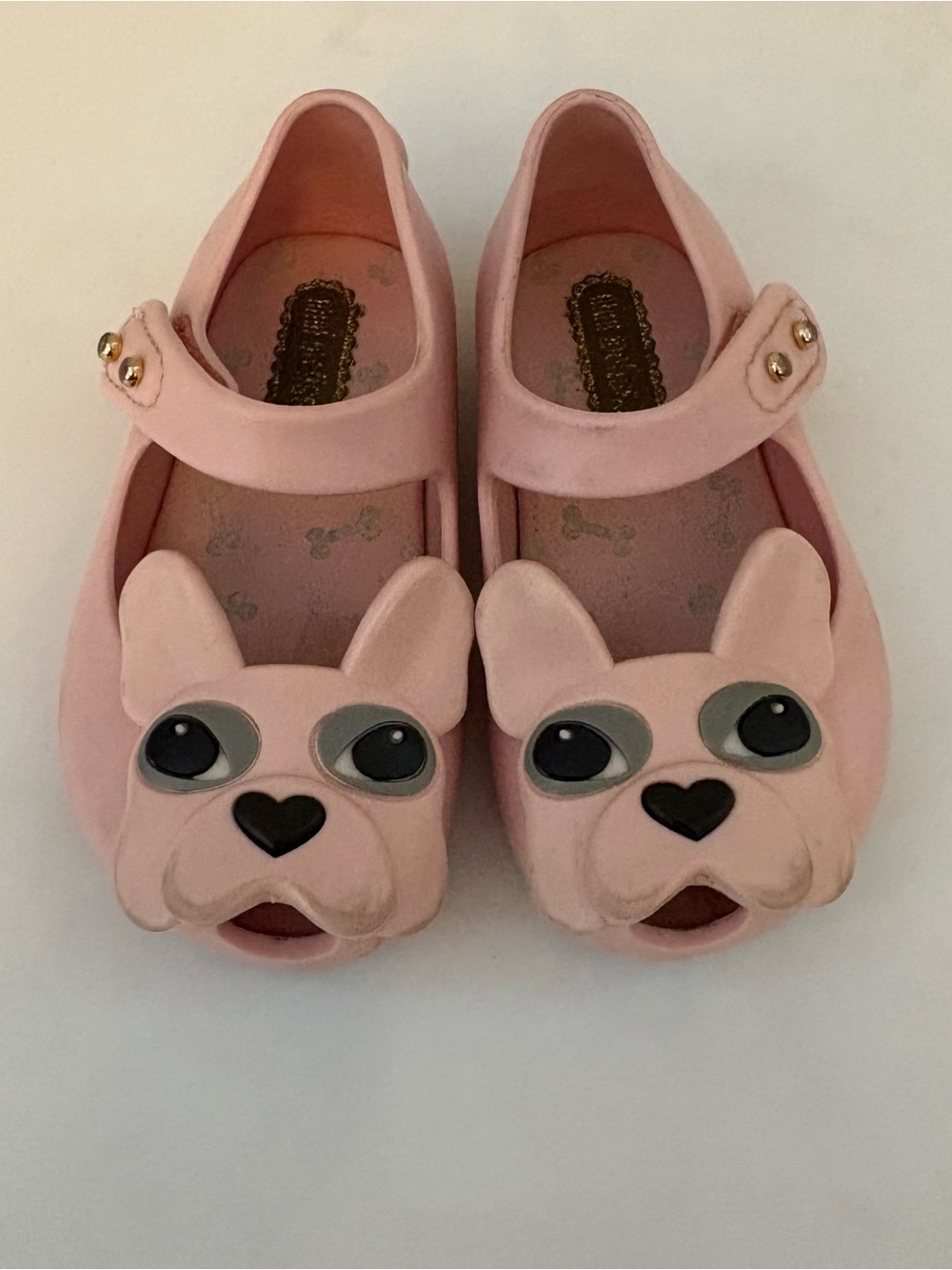 Mini Melissa ultragirl pink french bulldog mary jane flat shoes toddler size 5